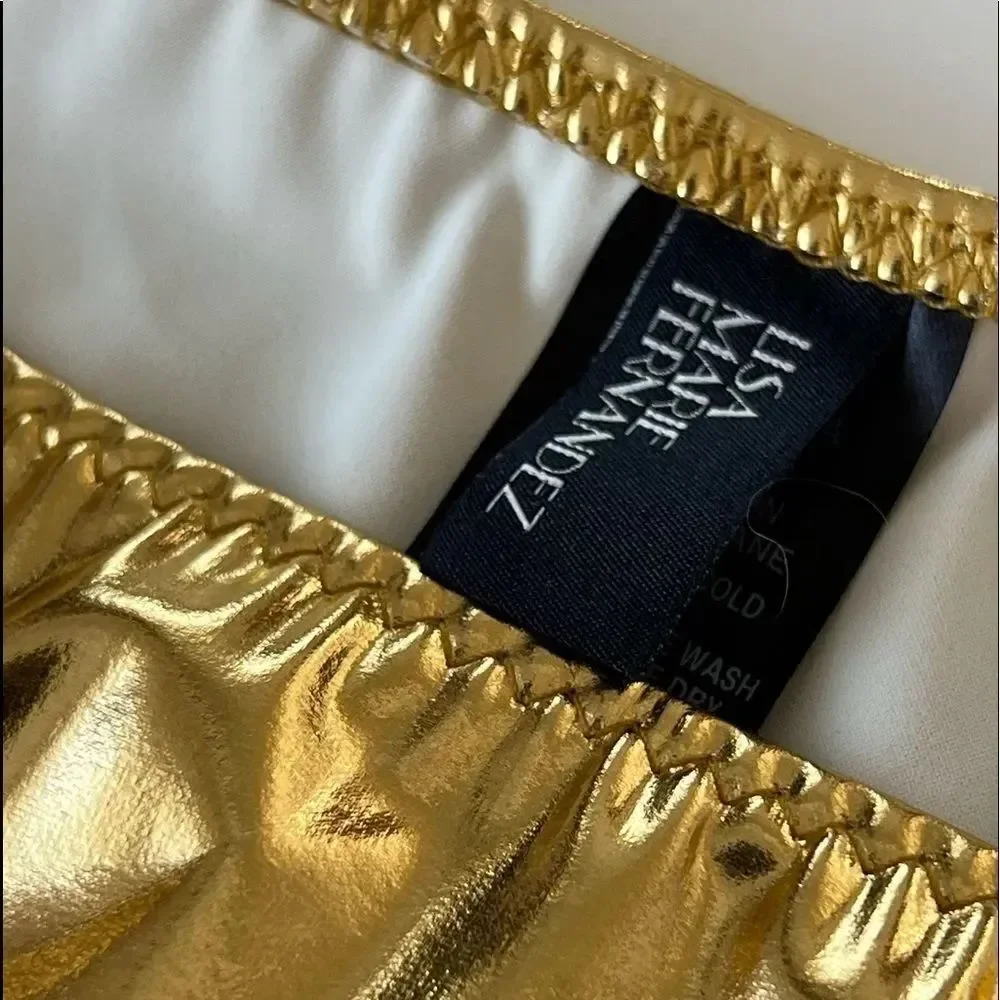 Lisa Marie Fernandez Y2K gold metallic foil bikini bottoms 0